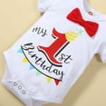 thumbnail image 4 of Tiijoy Baby Boy First Birthday Outfits Summer Short Sleeve Romper Suspenders Shorts Set, 4 of 8