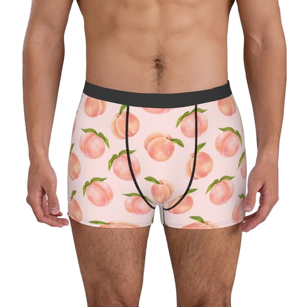 Balery Peach With Leaves Calzoncillos bóxer para hombre, ropa interior de algodón suave y transpirable con cinturilla de nailon-Large
