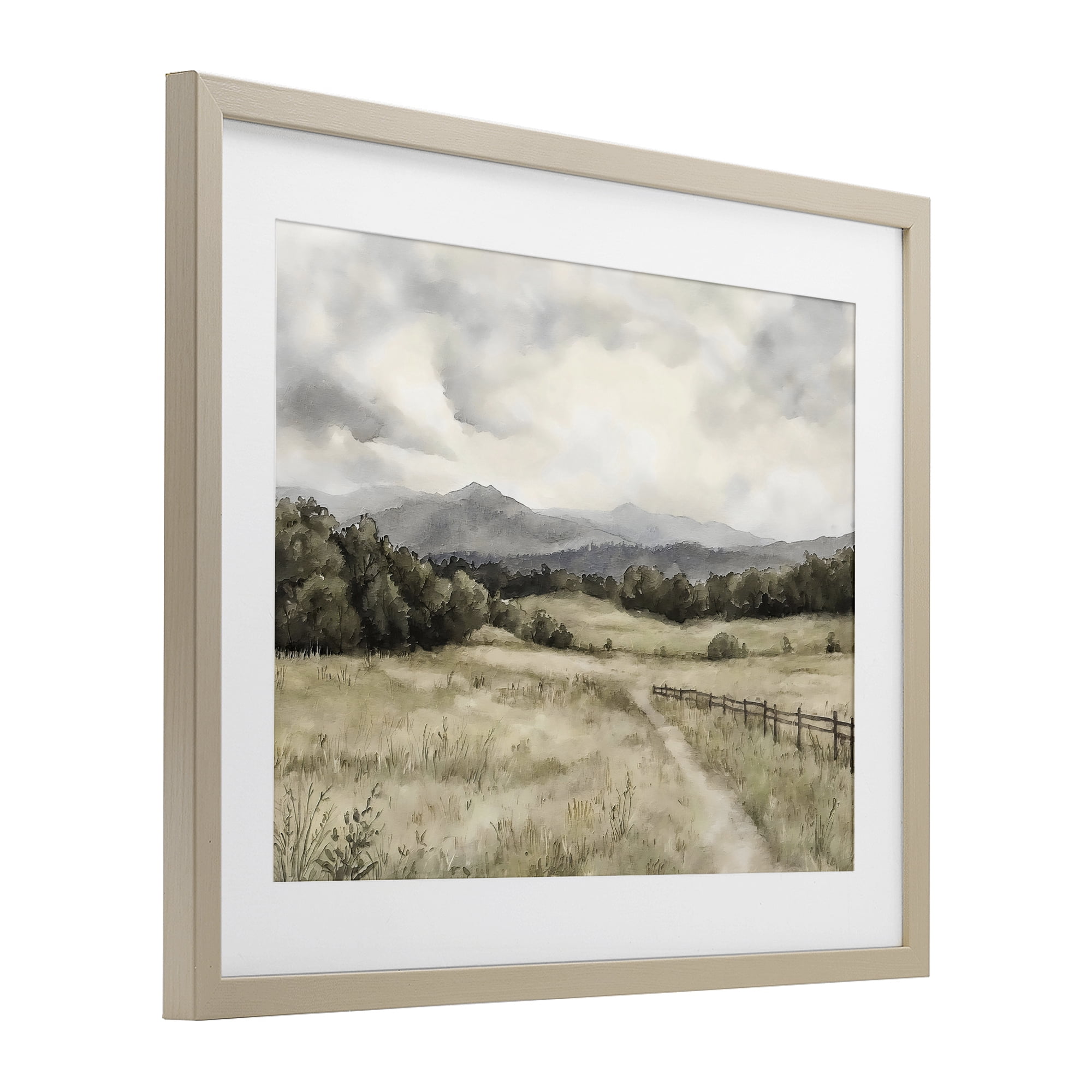 Stupell Industries Muted Trail Along Fence Birch Framed Print Under Glass, design by Riley B
