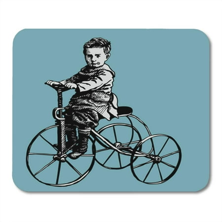 KDAGR Vintage Boy on Retro Bicycle Engraving Child People Old Character Mousepad Mouse Pad Mouse Mat 9x10