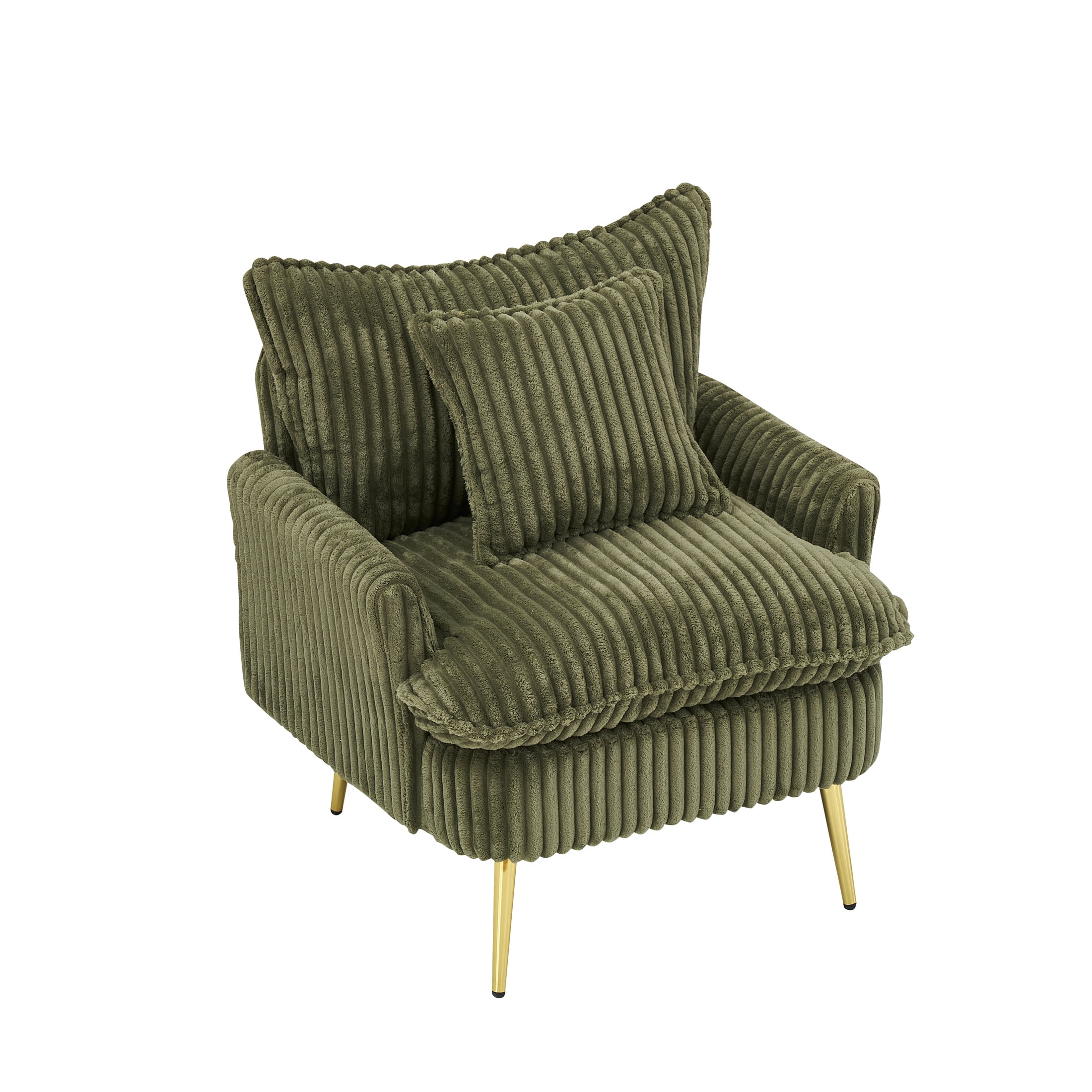 Aukfa Living Room Accent Chairs,Modern Upholstered Sofa Chair w/ Pillow for Bedroom, Green