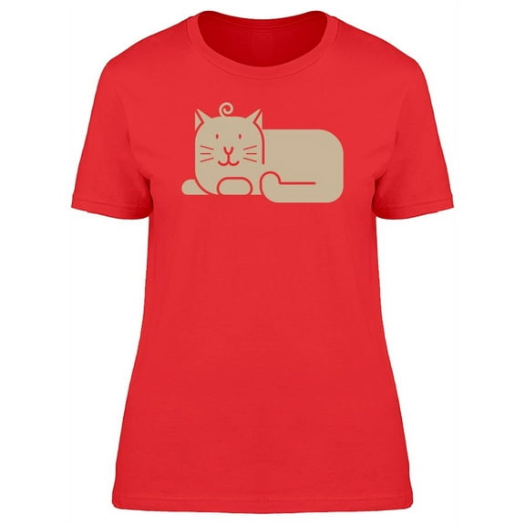 Cute Cat Brown Silhouette T-Shirt Women -Image by Shutterstock, Female x-Large