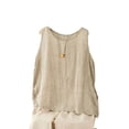 thumbnail image 3 of TKYCMSUAKI Womens Cotton Linen Tank Tops Textured Crewneck Sleeveless Shirts Loose Fit Solid Color T-Shirts Summer Oversized Casual Tee, 3 of 3