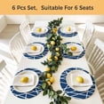 thumbnail image 5 of Nave Blue Geometric Round 13 Inch Placemats Set of 8, Abstract Stripes Modern Minimalist HeatResistant Non Slip Place Mats for Dining Table, Wipeable Braided Kitchen Table Mats for Housewarming, 5 of 9