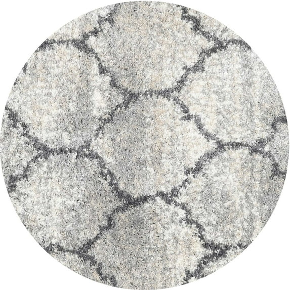 Ahgly Company Machine Washable Indoor Round Contemporary Dark Goldray Area Rugs, 3' Round