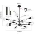 thumbnail image 3 of 12-Light Black Chandelier Modern Chandelier Ceiling Light Fixture for Dining Room Over Table Height Adjustable Lighting Fixture Ceiling Hanging for Living Room Kitchen, 3 of 8