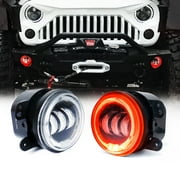 Xprite 4" Inch 60W CREE LED Fog Lights with Red Halo for Jeep Wrangler JK
