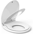 thumbnail image 3 of Historyli Asiento de inodoro para entrenamiento para ir al baño de 17 pulgadas, integrado, con tapa de cierre suave y silenciosa y bisagras de cambio rápido, ajuste universal, blanco., 3 of 8
