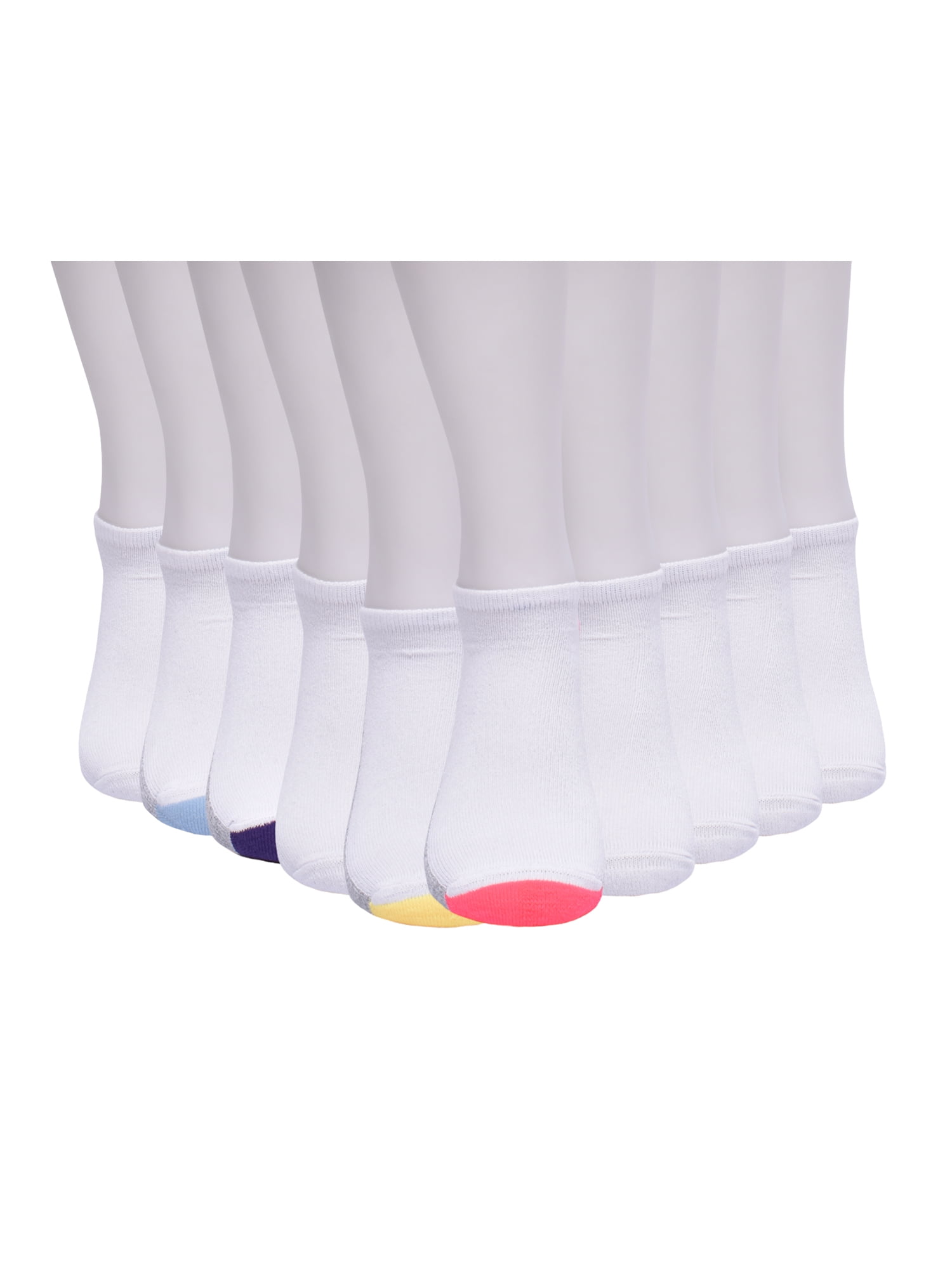 Wonder Nation Girls Cushioned No Show Socks, 10-Pack, Sizes S (6-10.5) - L (4-10)