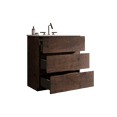 thumbnail image 5 of 30-Inch Walnut Freestanding Bathroom Vanity with Integrated White Sink, 3 Faucet Holes Design, Spacious Storage Cabinet & Pre-Assembled Frame - Modern Bathrooms, No Drain/Faucet Included, 5 of 8