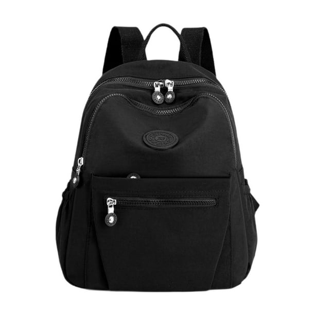Mochila clásica básica, mochila para mujer, bolso de mano de almacenamiento, bolso de hombro portátil informal, mochila de viaje para ir de compras y negro
