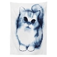 thumbnail image 3 of Ambesonne Navy Blue Tablecloth Rectangular Table Cover, Cat Kitty Design, 60"x84", Grey White, 3 of 4