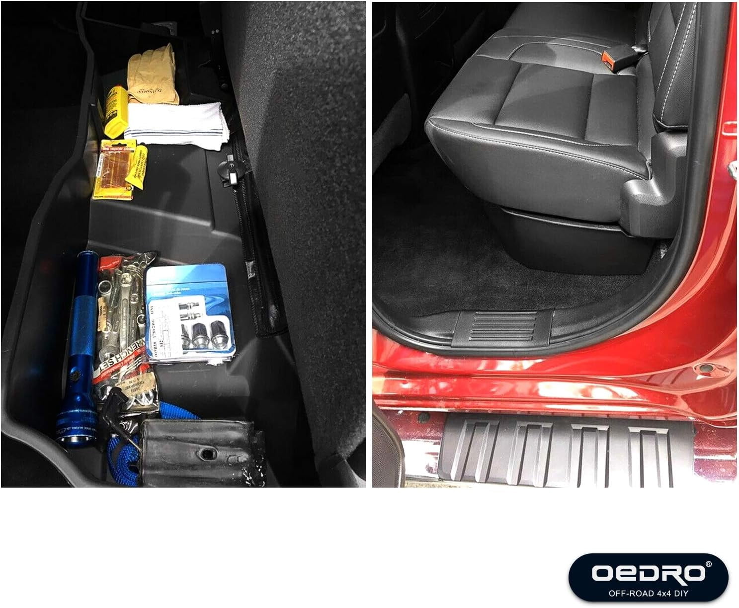 Ledkingdomus Under Seat Storage Box 2in1 Max Organizer for 2014-2018 Chevrolet Silverado/GMC Sierra 1500 Double Cab/15-19 2500HD/3500HD