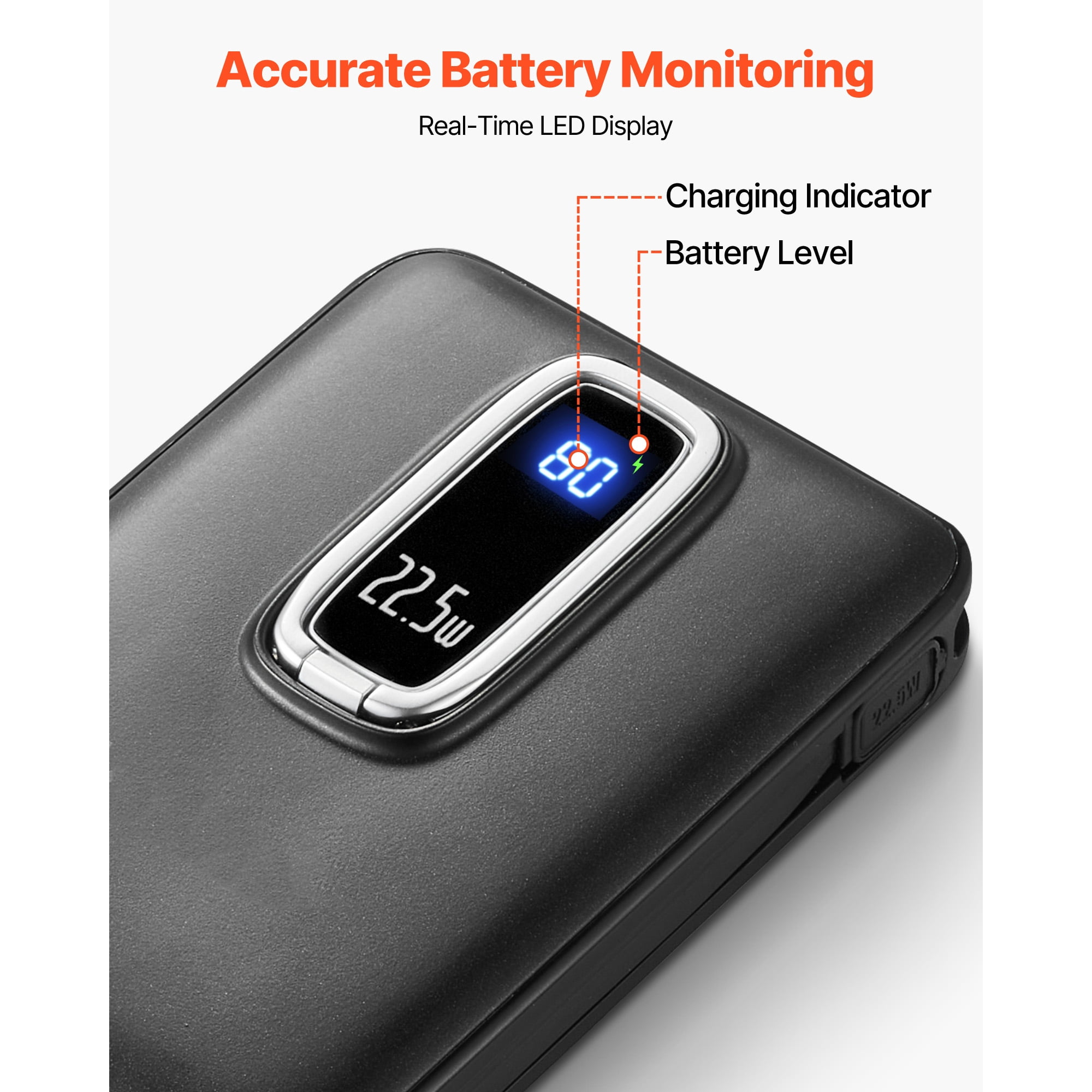 KFFKFF Magnetic Power Bank, 10000 mAh Portable Charger with Wireless Compatibility, Smart LED Display, Foldable Stand, and Fast Charging for iPhone16/15/14/13/12 Series, Samsung, Huawei