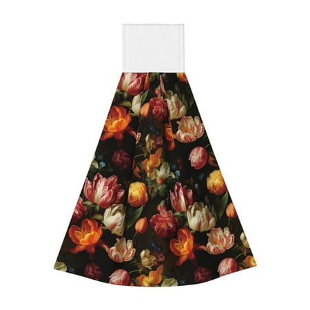 

Lukts Colorful Tulips for Coral Fleece Velcro Towel Suitable for Bathroom Kitchen Hanging Absorbent Towel Household Items