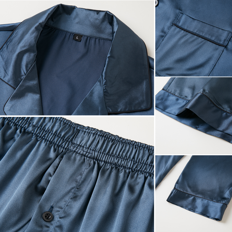 Onimisc Men's Satin Silk Pajama Set Long Sleeve photo 5