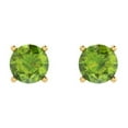 thumbnail image 3 of 1 Ct Round Cut Studs Green Natural Peridot 14K Yellow Solid Solid Gold Everyday Dainty Earrings Push Back, 3 of 7