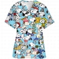 thumbnail image 2 of Uniforme de enfermera para mujer, manga corta, estampado de Snoopy, uniforme de trabajo, blusa con bolsillos, blusas quirúrgicas, uniformes médicos de enfermería, accesorios, 2 of 5