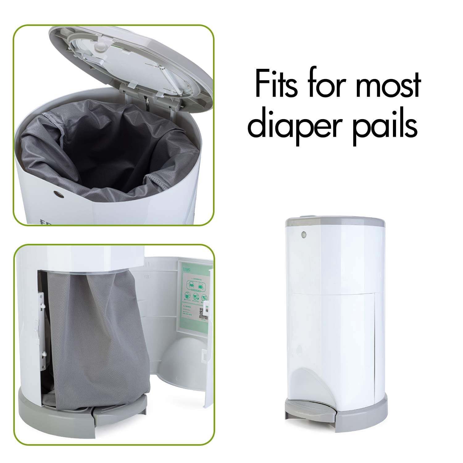 Pail Liner for Cloth Diaper(Pack of 3), Reusable Diaper Pail Wet Bag with Drawstring, Fits for Dekor, Ubbi Diaper Pails, Gray +Gray Arrows +Black Arrows