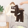 thumbnail image 3 of Owordtank Toddler Baby Boy Dinosaurs Clothes Fall Winter Cotton Long Sleeve Sweatshirt Tops+Joggers Pants 2-Piece Outfit Set, 3 of 3