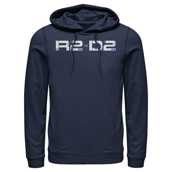 Men's Star Wars: The Rise of Skywalker R2-D2 Text Pull Over Hoodie Navy Blue 2X Large