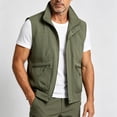 thumbnail image 6 of Atkumj Men Fishing Vest Fashion Multi‑Functional Stand Collar Zip Up Drawstring Hem Oversized Vests Casual Solid Color Loose Mens Outerwear Vests for Outdoor Activity M, 6 of 8