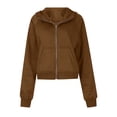 thumbnail image 4 of MeetoTime Women's Zip Up Hooded Sweatshirt Fall Fleece Long Sleeve Hoodie Basic Jacket with Pockets, 4 of 5