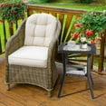 thumbnail image 2 of Outdoor Wicker Side Table, Rattan End Table with Glass Top, Patio Coffee Bistro Table for Indoor Garden Porch Balcony, Grey, 2 of 7
