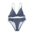 thumbnail image 1 of xiaxaixu Plaid Bikinis Women Sweet Ruffle Bathing Suit Low Waist Bather, 1 of 10