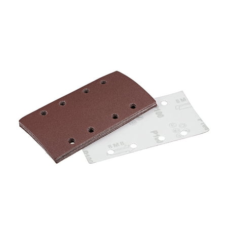 

100-Grits 8-Holes Hook and Loop Sanding Sheet 7.3 x 3.6-inch Wet Dry Aluminum Oxide Sandpaper for Sander 10pcs
