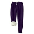 thumbnail image 2 of Moxiu Warm Womens Pants Winter Fleece Lined Sweatpants Wide Leg Elastic High Waisted Jogger Pants Drawstring Thermal Trousers 2025 Purple,XXXL, 2 of 7