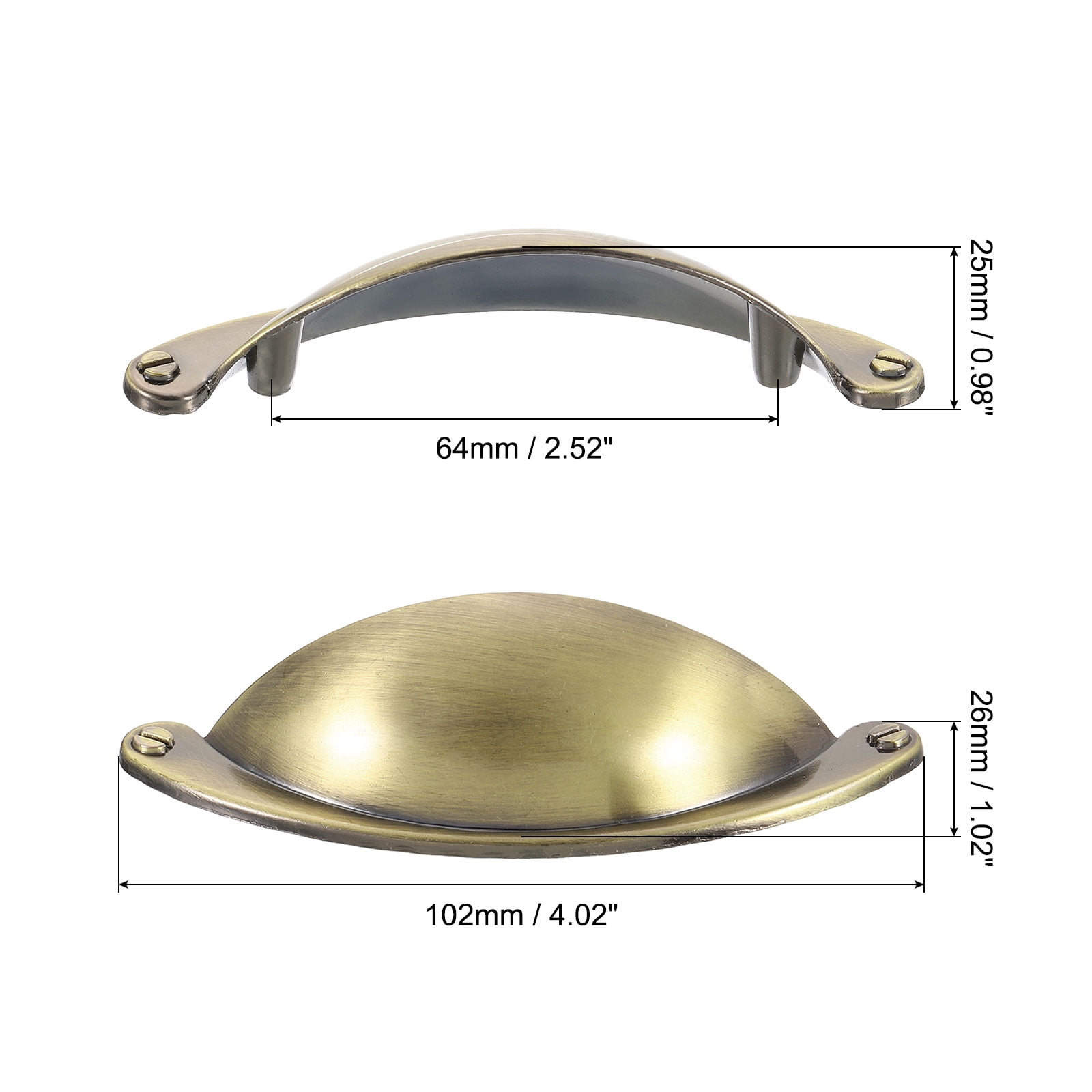 Unique Bargains Zinc Alloy Brushed Cup Pull with Screws for Cabinet and Dresser Red Bronze