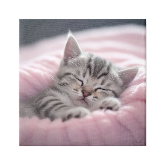 Stupell Industries Soft Kitten Tucked In Animals & Insects Painting Gallery Wrapped Canvas Art Print Wall Art, 17 x 17