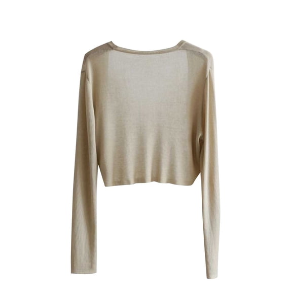 MORESEC Women Long Sleeve Cardigan Knitted Crop Top Basic Casual Solid Slim Fit Fall Winter Layering Piece Fashion Sweater, Khaki
