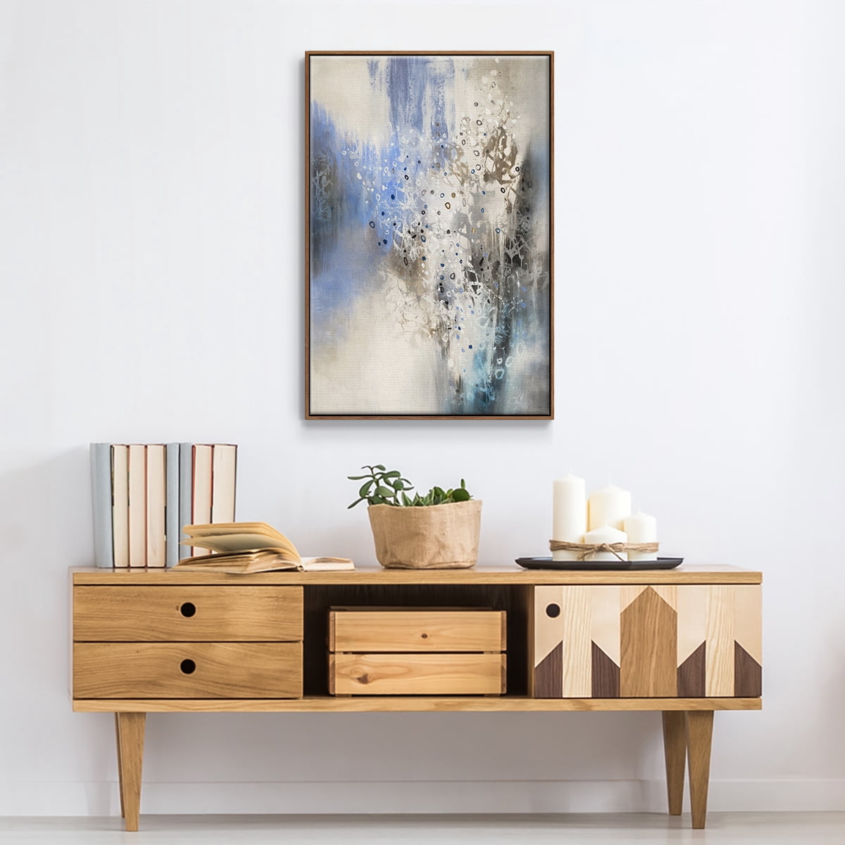 Glacier Stones Framed Premium Gallery Wrapped Canvas - Ready to Hang - 27 x 41 - Walnut Floating Frame
