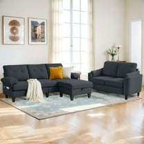 Pingliang Home Sectional Sofa with Storage Ottoman and Loveseat, 3 Seat L Shaped Couch with Side Pockets and 2 Seat Small Sofa,Living Room Furniture Set for Home Apartment Office Studio