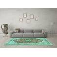 thumbnail image 3 of Ahgly Company Machine Washable Indoor Rectangle Medallion Turquoise Blue Traditional Area Rugs, 5' x 7', 3 of 4