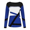 thumbnail image 4 of HLKJKLS Long Sleeve Shirts For Women Striped Printed V Neck 3/4 Sleeve Tee Casual Polyester Spandex Daily Work Vacation Top Blue S-Xxl, 4 of 5