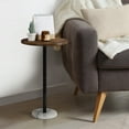 thumbnail image 2 of Oumilen Indoor Modern Marble Circle End Table, Brown, 2 of 4