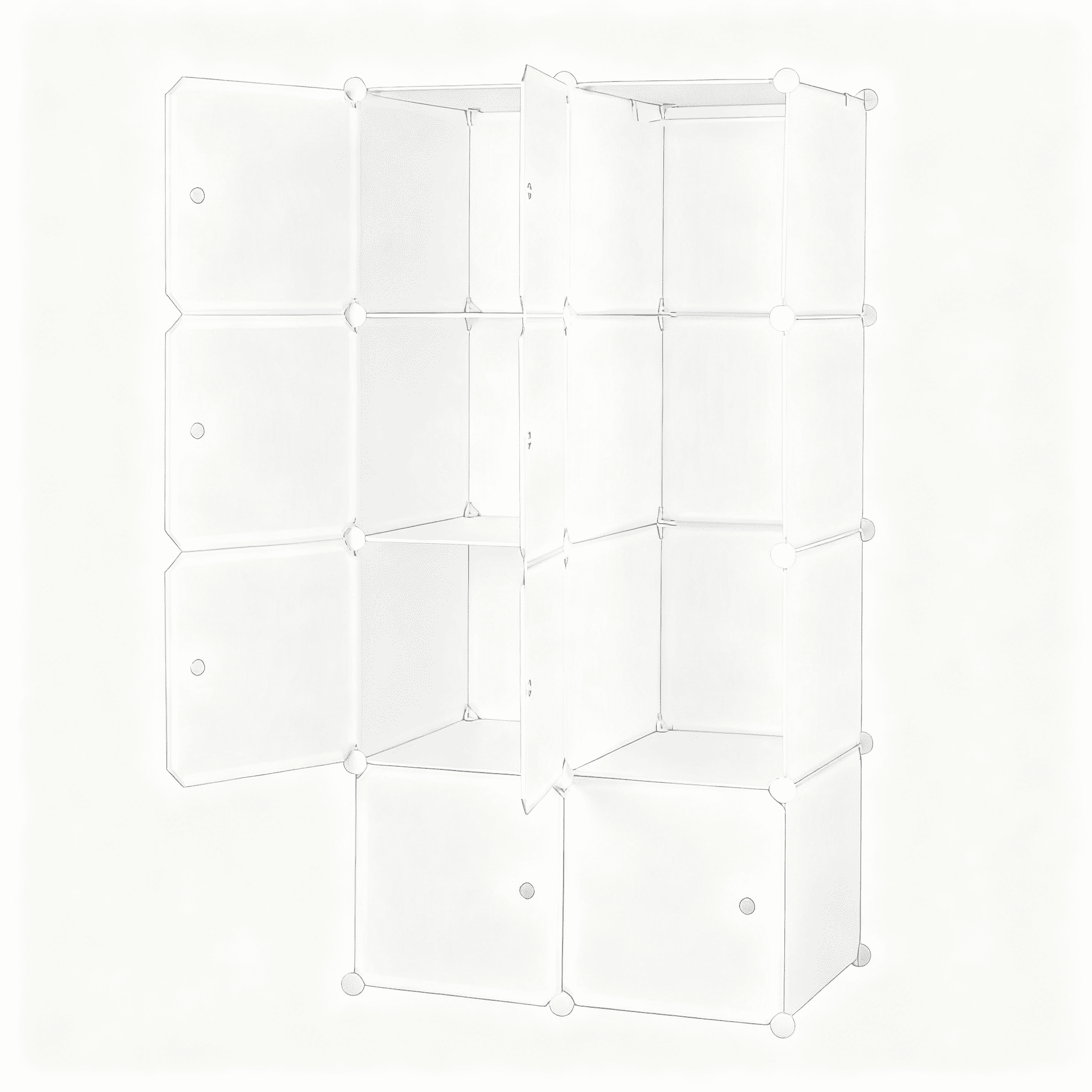 8 Cube White Stackable Storage Organizer, ABS PP Plastic Rust-proof Metal Frame Modular Closet Cabinet with Hanging Rod, Multifunctional DIY Cube Shelves for Home Office Kids Room