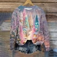 thumbnail image 4 of Christmas Holiday Tops Womens Crewneck Pullover Graphic Sweatshirt Printed Long Sleeve Plus Size Festive Clothes (XL, Purple), 4 of 6