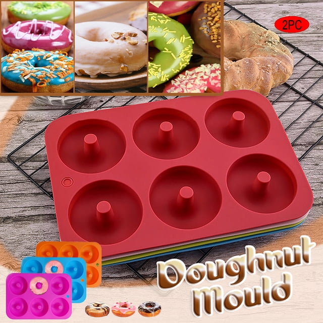 Xihbxyly Molde para Hornear Donas (2 Unidades), Silicona Antiadherente, Fácil de Limpiar y Apto para Lavavajillas, Diseño Flexible, Perfecto para Donas Caseras y Amantes de La Repostería, 26 X 18 Cm.