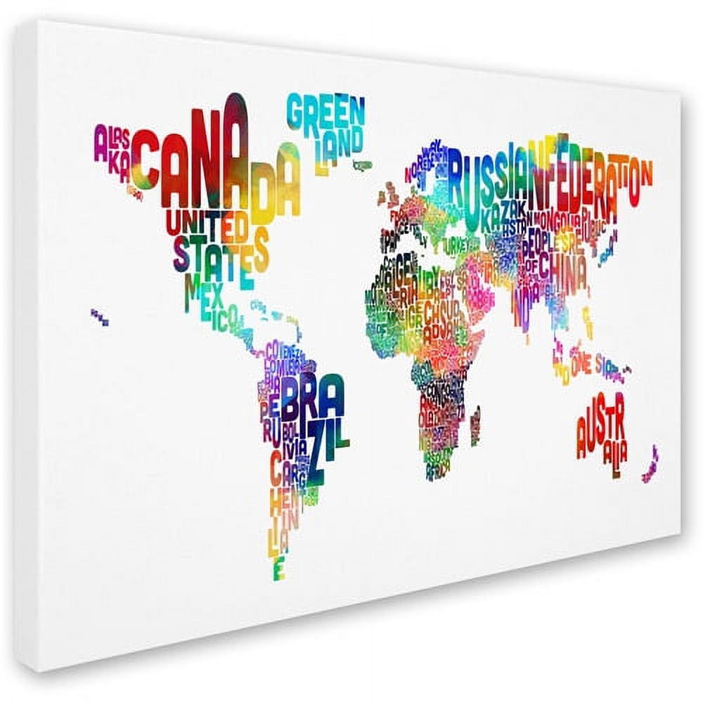Trademark Art 'World Text Map' Canvas Art by Michael Tompsett