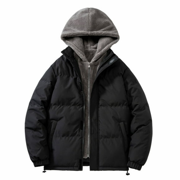 Dvkptbk Men's Fleece Warm Jacket Solid Color Jacket Casual Fall Winter Jacket Hooded Zipper Jacket Long-sleeved Jacket Lightweight Jacket