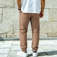 thumbnail image 5 of Domuza Pants for Men Cotton Linen Yoga Golf Beach Jogger Sweat Lounge Harem Pants Trousers Brown XL, 5 of 7