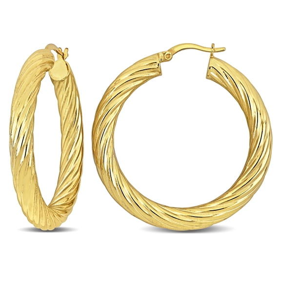 Everly Women's 40mm Yellow Plated Sterling Silver Twist Hoop Earrings