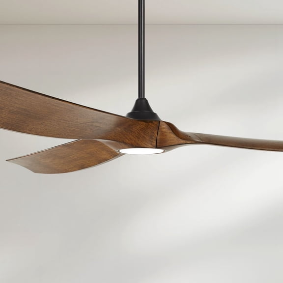 Casa Vieja 70" Kona Wind Black-Koa Modern Indoor Ceiling Fan 3 Blade LED Light Remote Control Black Motor Bedroom DC Motor