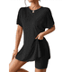 thumbnail image 2 of Conjunto de Dos Piezas de Corta para Mujer, con Camiseta Extragrande y Pantalones Cortos Estilo Biker, Color Negro, Talla L, 2 of 7