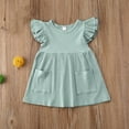 thumbnail image 6 of FLMEI 1-4T Girls Summer Dress for Kids Toddler Flying Sleeves Princess Dresses Baby Girls Solid Colour Sundress, 6 of 9