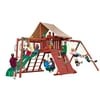 Gorilla Playsets Sun Climber II Wooden Swing Set with Sunbrella® Brannon Redwood Canopy, Monkey Bars, and Tire Swing